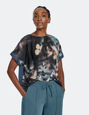 Timeless Blue Short Sleeve T-Shirt - Blue/brown Print