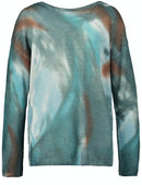 Timeless Blue Neck Jumper - Petrol/arctic Print