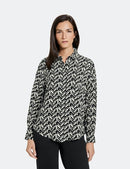 All Over Print Blouse - Ecru/white/black