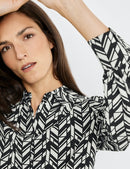 All Over Print Blouse - Ecru/white/black