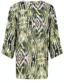 Expressive Nature 3/4Slv Blouse - Ecru/white/green