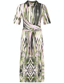 Expressive Nature Dress - Ecru/white/green