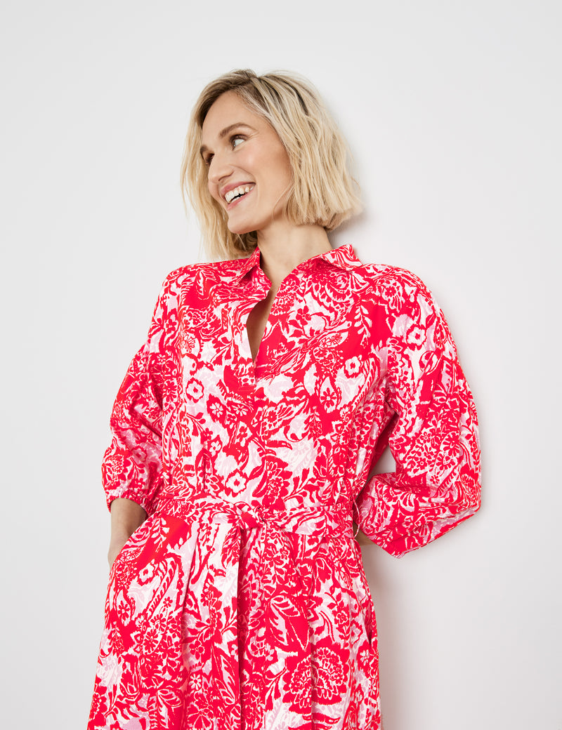 Joyful Vibes Dress - Ecru/White/Red