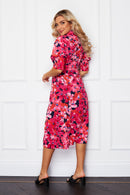 Katherine Collared Midi Dress - Bright Pink