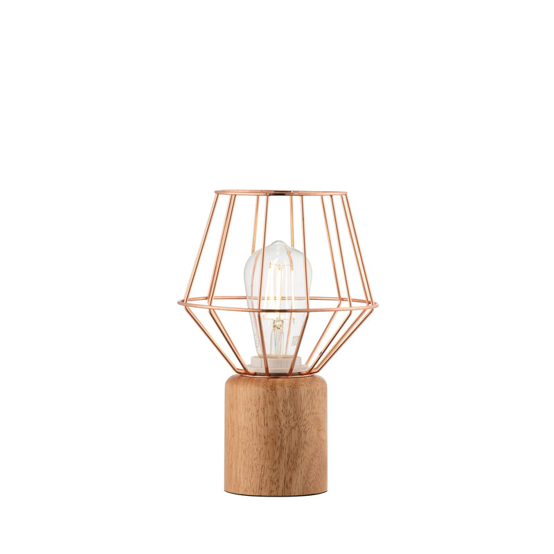 Wood & Copper Table Lamp
