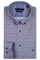 Ivy Long Sleeve Button Down Print Shirt - Red