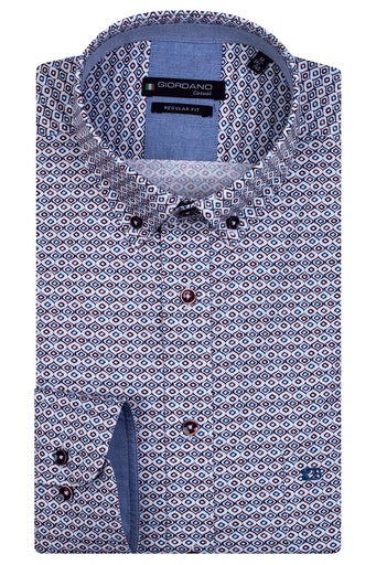 Ivy Long Sleeve Button Down Print Shirt - Red