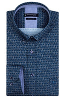 Ivy Long Sleeve Button Down Print Shirt - Dark Navy