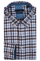 Ivy Long Sleeve Button Down Check Shirt - Dark Brown