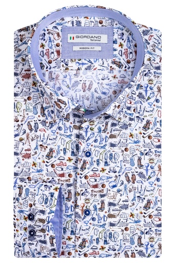 Long Sleeve Print Shirt - White