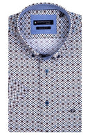 Short Sleeve Button Down Print - Red