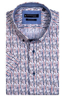 Short Sleeve Button Down Print - Red