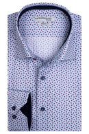 Long Sleeve Cutaway Collar Print Shirt - Red