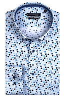 Long Sleeve Button Down Print Shirt - Dark Navy