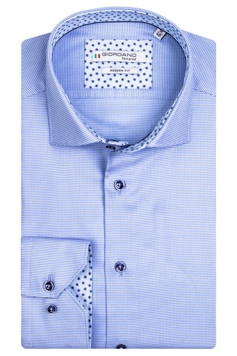 Long Sleeve Cutaway Collar Plain Shirt - Bright Blue