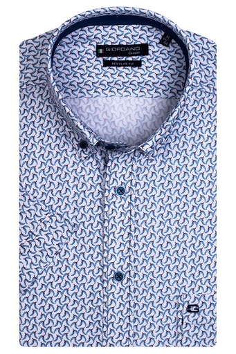 Short Sleeve Button Down Print - Aqua Blue