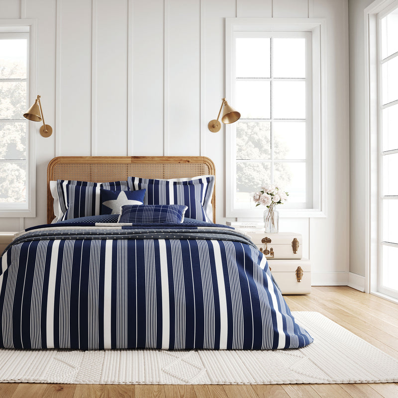 Hamptons Stripe Duvet Cover Set - Navy/White