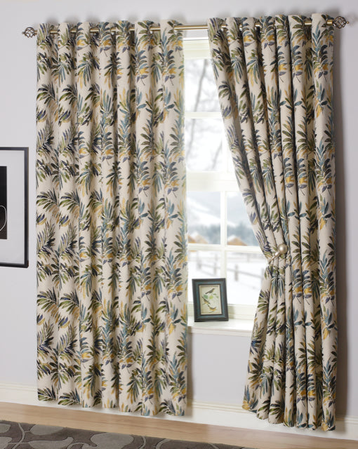 Highgrove Prussian Readymade Eyelet Curtains - 132x90