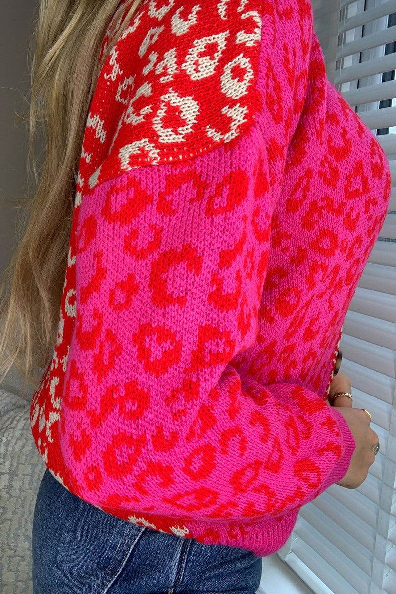 Dollie Button Cardigan - Red/pink