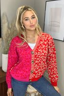 Dollie Button Cardigan - Red/pink