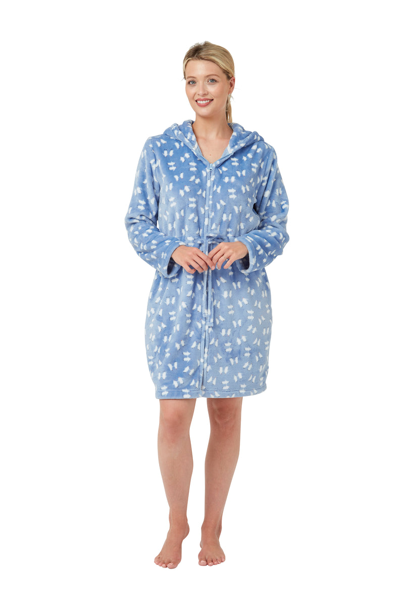Penguin Fleece Robe - Shadow Blue