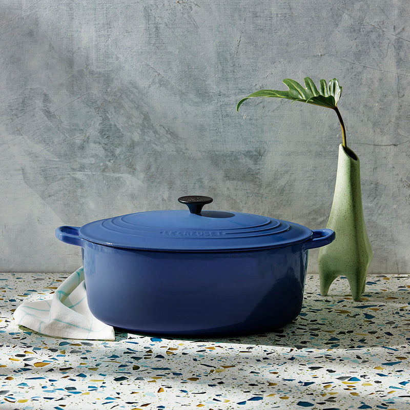Signature Cast Iron Oval Casserole 29cm - Cobalt