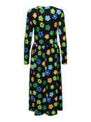 Svan Round Neck All Over Print Dress - Black/Flower