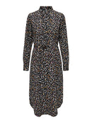 Soro Long Sleeve Midi Shirt Dress - Black/Animal