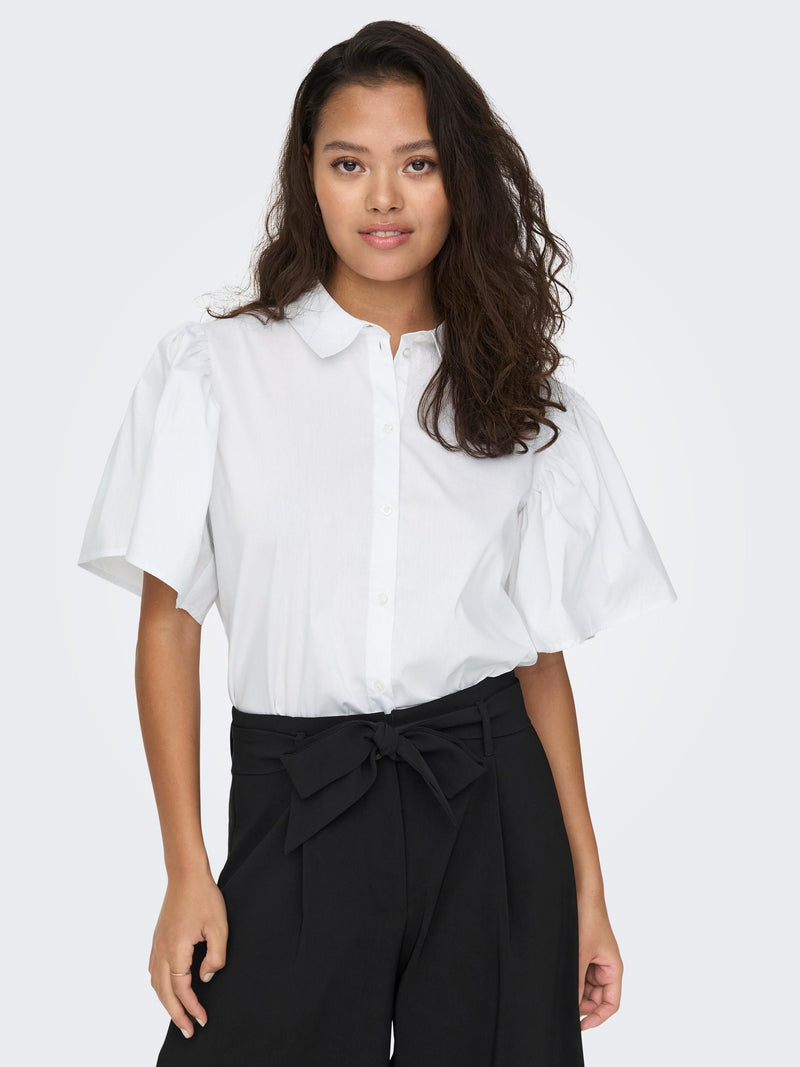 Melanie Short Bell Sleeve Shirt - White