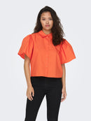 Melanie Short Bell Sleeve Shirt - Scarlet Ibis