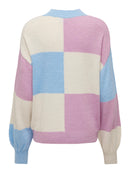 Smilla Colorblock Round Neck Jumper - Ecru/Blue/Lilac