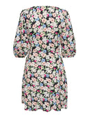Lizzi 3/4 Sleeve Print Wrap Dress - Black/Pink