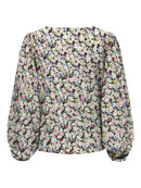 Lizzi 3/4 Sleeve Print V Neck Top - Black/Pink