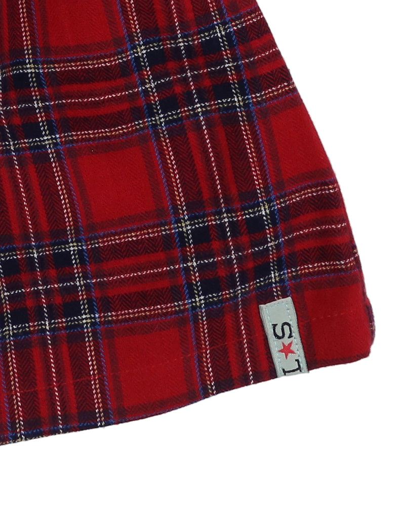 Lily + Sid Nostalgic Check Collar Dress - Red/navy