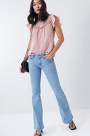 Ruffles And Lace Top - Pink
