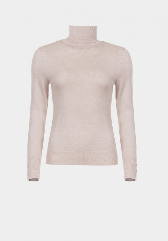 Agate Polo Neck Jumper - Beige