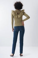 Lace Neckline T-shirt - Green