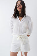Ruffle Detail Blouse - White