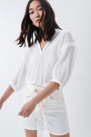 Ruffle Detail Blouse - White