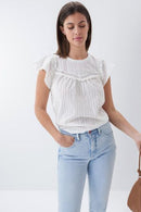 Ruffles And Lace Top - White