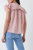 Ruffles And Lace Top - Pink