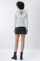 Lace Neckline T-shirt - White