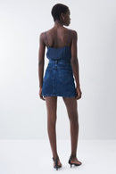Secret Glamour Denim Mini Skirt - Mid Wash