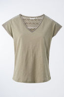 Lace Detail T-shirt - Green