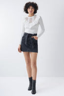 Lace Neckline T-shirt - White