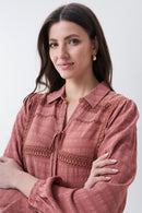 Lace Detail Dress - Beige