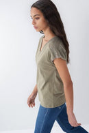 Lace Detail T-shirt - Green