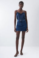 Secret Glamour Denim Mini Skirt - Mid Wash