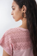 Lace Detail T-shirt - Pink