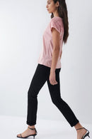 Lace Detail T-shirt - Pink